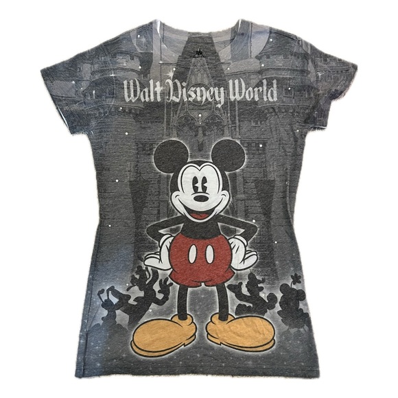 Disney Tops - Disney WDW Grey T-Shirt with BLING Features Mickey and the Castle Size S